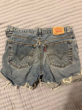 Levi's Light Blue Distressed Denim Cutoff Shorts